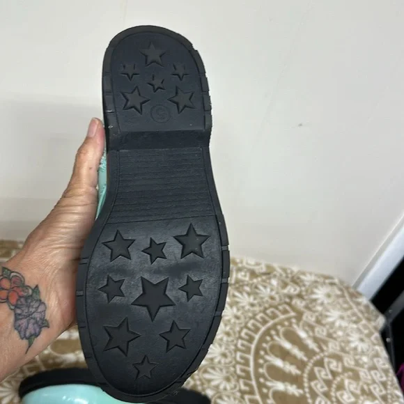 Art Class Aqua and Pink Combat Boots - Picture 6 of 9